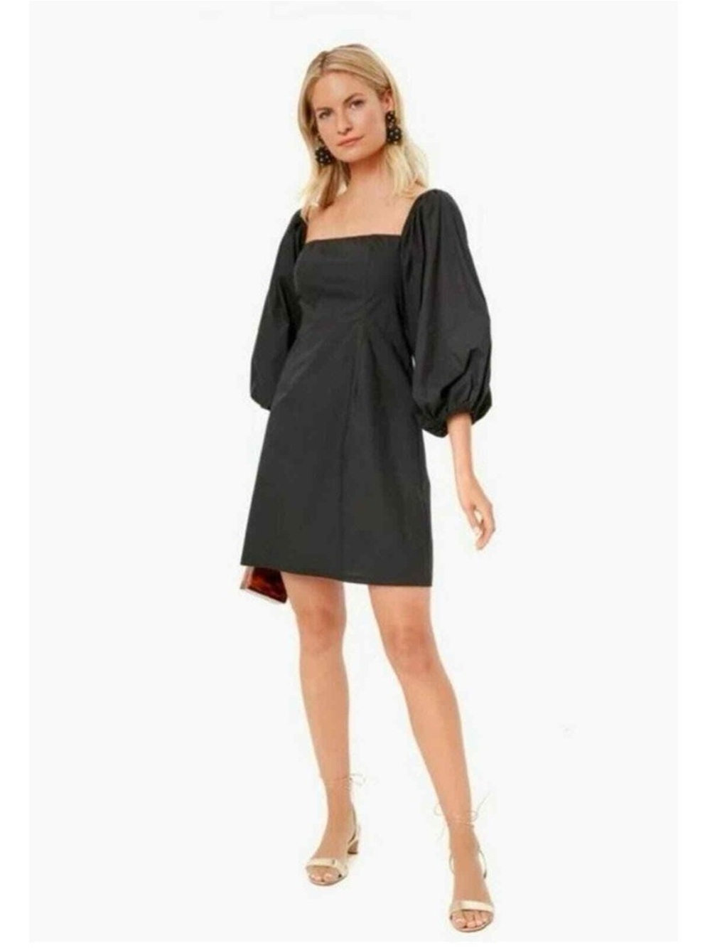 Pomander Place Tuckernuck Square Neck Chloe Mini Dress Black Puff Sleeve Sz XXL
